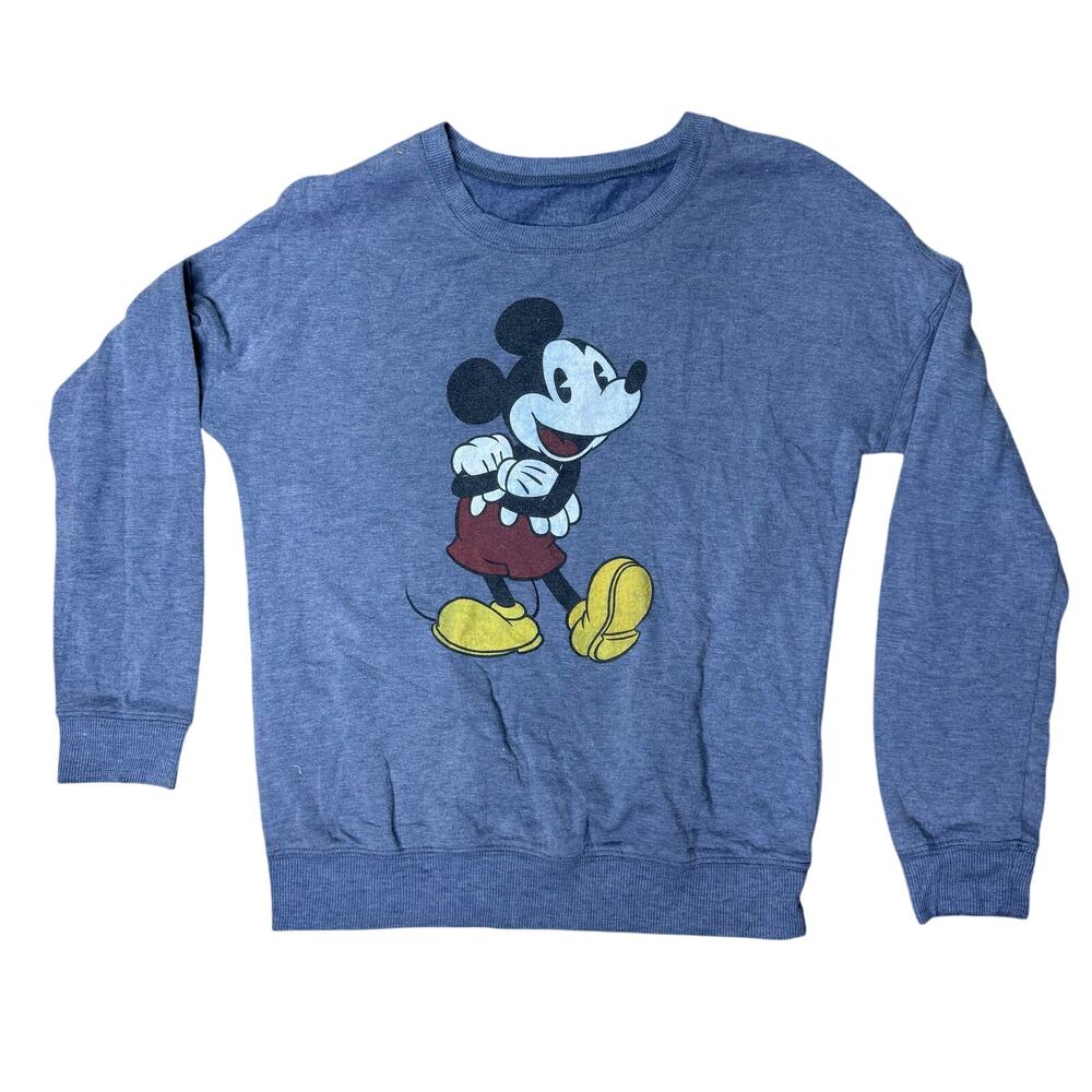 DISNEY DISNEYLAND WALT CREW NECK SWEATER MICKEY MOUSE WOMENS NAVY BLUE M MEDIUM